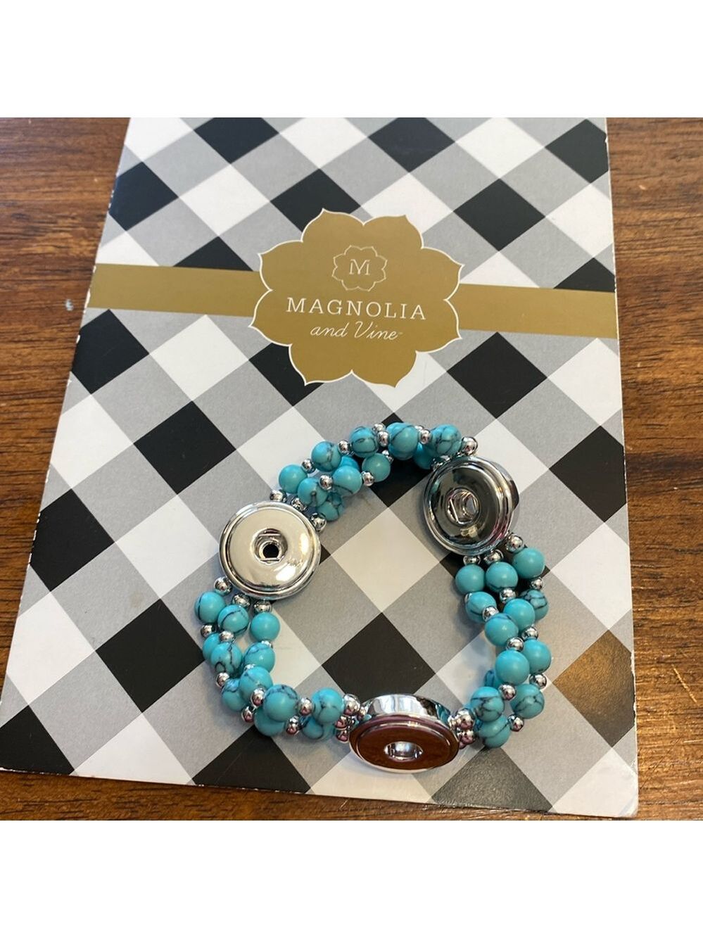 Magnolias and Vine Southwest Stretch bracelet- fits 3- original snaps, new
